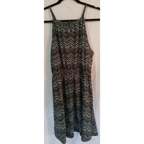 Sheila Rose Chevron Sun Dress Black-Grays Zig-Zag Womens Xlg Elastic Waist - Picture 10 of 16
